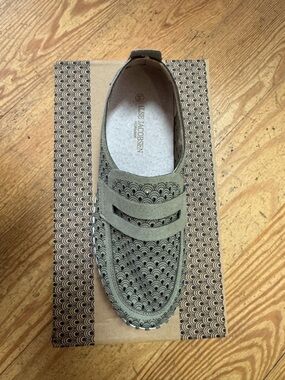 Ilse Jacobsen armyGreen Patterned Slip-On Loafer